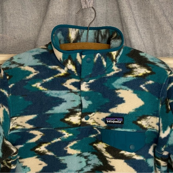 Vintage Med Synchilla Trout Tales Elwha Blue Snap-T Fleece - Picture 14 of 16